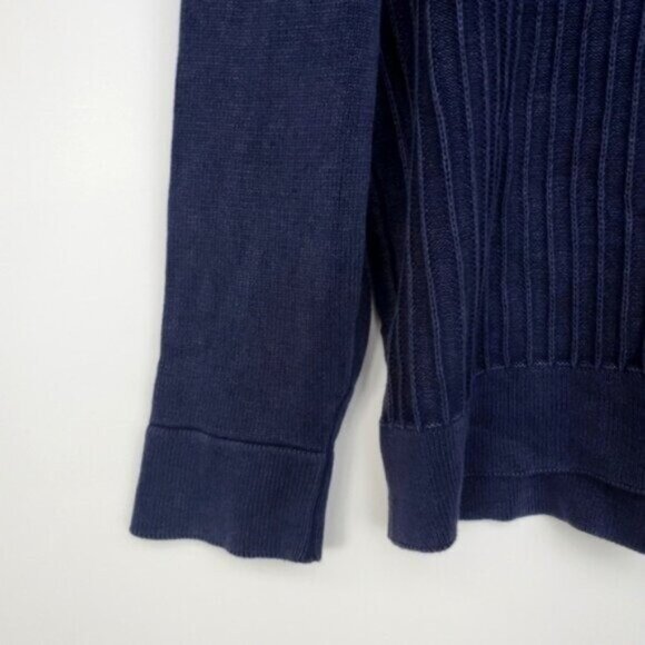 Ribbed Distressed Sweater Unisex Like New Denim like Size L - Picture 6 of 10